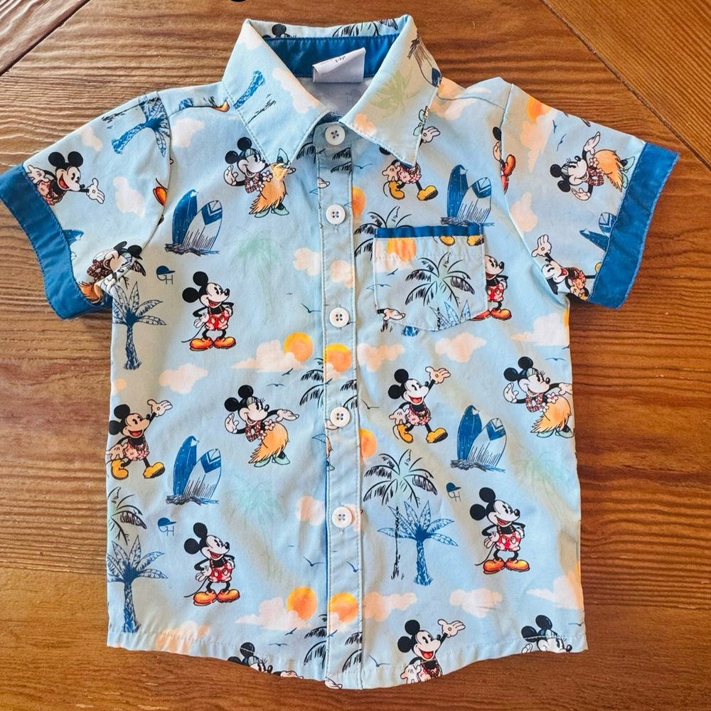 2-3T George Hats Hawaiian Mickey collar shirt